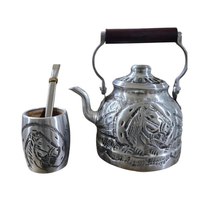 PACK Tetera 1.5 + mate + bombilla "diseño de caballo"